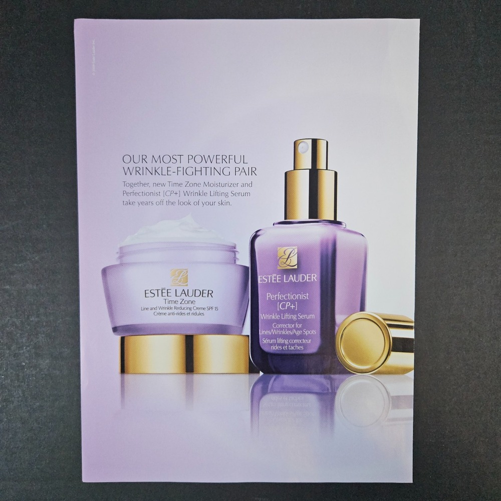 2009 Estee Lauder Time Zone Moisturizer Perfectionist CP+ Wrinkle Lift‎ Print Ad